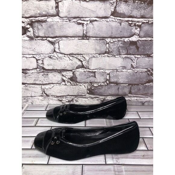 Mascaro Black Suede Patent Square Toe Ballet Flats Shoes Women’s Sz 38.5EU/8M US - Picture 10 of 16